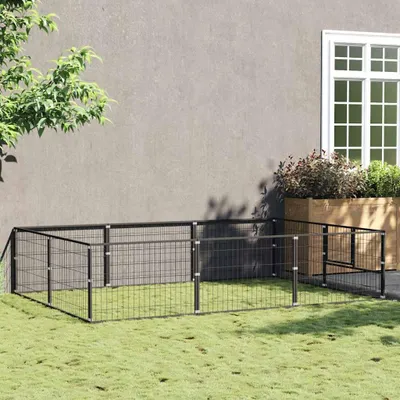 Zdjęcie produktu dla vidaXL Buda dla psa czarna stalowa 6 m²