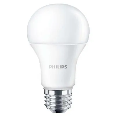 A Philips LED light bulb against a white background.