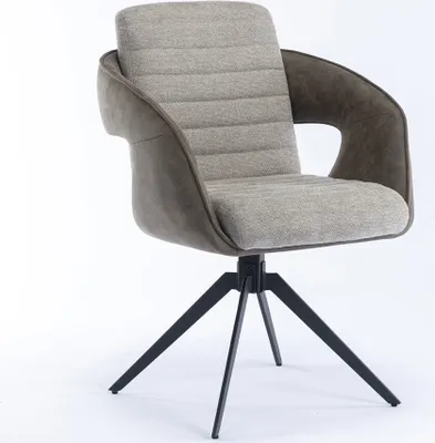 Produktbild von CasaDolce Esszimmerstuhl TOMINO, 2er-Set, 61x68x88 cm, gepolstert, grau, 180° drehbar, Metallbeine