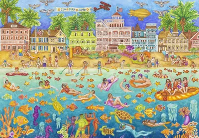 Obrázek produktu pro Grafické puzzle Tropical Swim Party - 1000 dílků Puzzlespaß