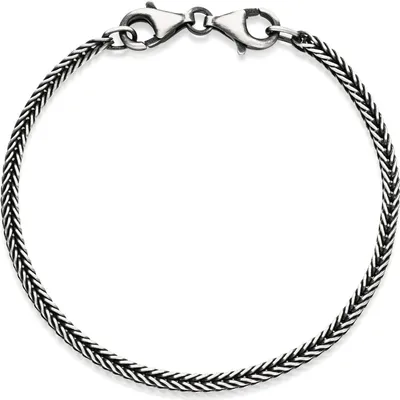 Produktbild von MATERIA Beads Armband Silber 925 antik oxidiert für Charms Schmuck mit Karabiner Verschluss 17-22mm in Geschenk Box SA-17
