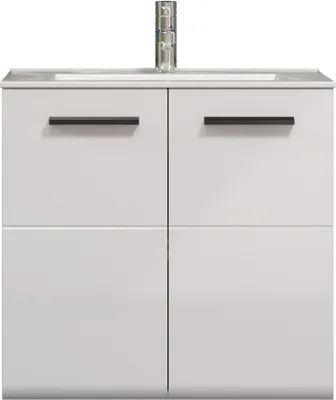 Produktbild von trendteam Bad Waschbeckenunterschrank Riva Weiß Melamin/Weiß Hochglanz Tiefzieh 62 x 59 x 47 cm