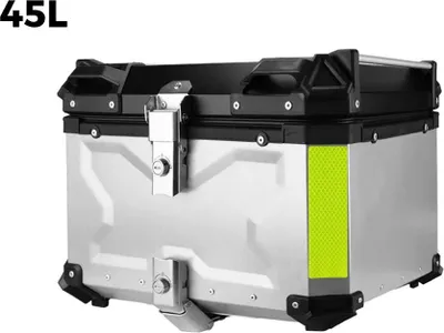 Obrázok produktu pre Vrchný kufor na motorku - Zadný kufor 45 L - Univerzálne uloženie - Uzamykateľný - Vodotesný - ABS+Kov - Strieborný