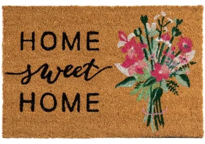 Imagen del producto de Alfombra de entrada "HowHomely", diseño floral, fibra de coco, antideslizante, 60x40 cm