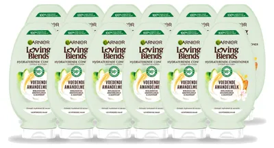 Imagen del producto de 12 unidades de acondicionador nutritivo de leche de almendras Garnier Loving Blends, 250 ml. Paquete económico