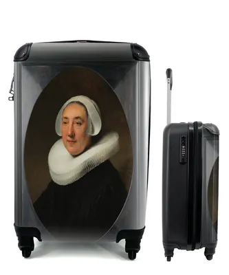 Produktbild von MuchoWow® Koffer Handgepäck Trolley Rollkoffer Kleine Reisekoffer mit 4 Rollen - Bildnis der Haesje Jacobsdr van Cleyburg - Rembrandt van Rijn - Cabin Size < 55x40x23 cm & 55x40x20 cm - Fotokoffer - Kabinenkoffer - Boardgepäck - Reise-Box - Reisekoffer - Reisegepäck - Koffer mit Bild - Trolley für Kinder