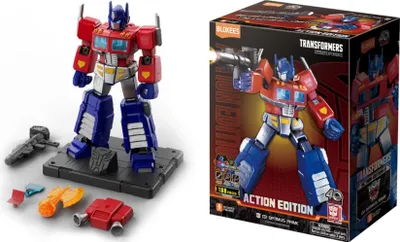 Produktbild von Blokees – Transformers G1 Optimus Prime Action Edition, Modellset für Kinder ab 12 Jahren, 18 cm Roboter mit 45 beweglichen Gelenken, Stecksystem ohne