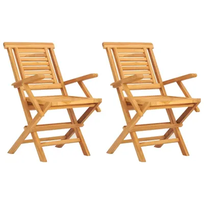 Image de vidaXL Chaises de jardin 2 pcs. Pliable 56x63x90 cm bois massif teck