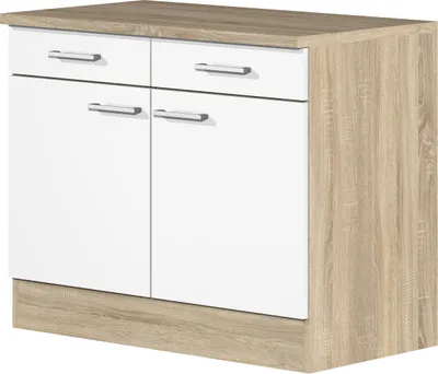 Produktbild von Küchenunterschrank - 100 cm breit - Weiß Sonoma Eiche – Salerno
