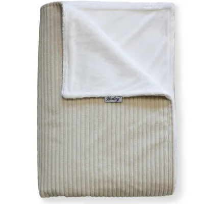 Produktbild von Herlag Tagesdecke Kuscheldecke ELLA 140x200 cm, Cremeweiß Wendedecke Cord & Fleece für Sofa & Bett
