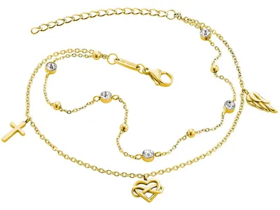 Produktbild von Julie Julsen JJAC31061G Damen Fußkettchen Edelstahl Gold weiß 27 cm