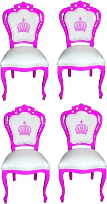Produktbild von Pompöös by Casa Padrino Luxus Barock Esszimmerstühle Weiß / Magenta - Pompööse Barock Stühle designed by Harald Glööckler - 4 Esszimmerstühle - Barock Esszimmermöbel