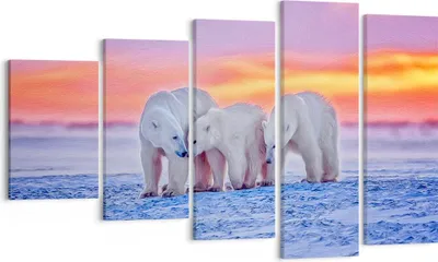 Produktbild von Bild auf Leinwand - Leinwandbild - Bären Winter Schnee Familie - 100x60cm - Wand Bild - Wanddeko - Leinwanddruck - Bilder - Kunstdruck - Wanddekoration - Leinwand bilder - Wandkunst - EG100x60-2836
