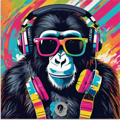 Produktbild von ARTland Glasbild DJ Affe 2 - KI generiert Größe: 50x50 cm
