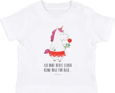 Produktbild von Mr. & Mrs. Panda Babyshirt Einhorn Dame 12. - 18. Monat - Weiß - Geschenk, Frau, Bachelor, Unicorn,  Baby T-Shirt, Trennung, Kinder, Einhörner, Shirt, Lady