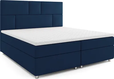 Produktbild von MR GROUP Boxspringbett mit Bettkasten SOLAN 120x200 cm, H3 Samtstoff, Polsterbett mit Matratze und Topper Doppelbett Bett für Schlafzimmer, dunkelblau