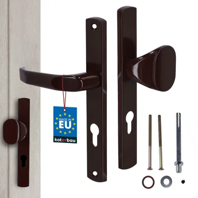 Obrázek produktu pro KOTARBAU® Sada dveřních klik pozinkovaný plech 72 mm hnědý profil válec pro branky a vrata