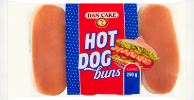 Produktbild von Dan Cake Hot Dog Weizenbrötchen 250 G (4 X 62,5 G)