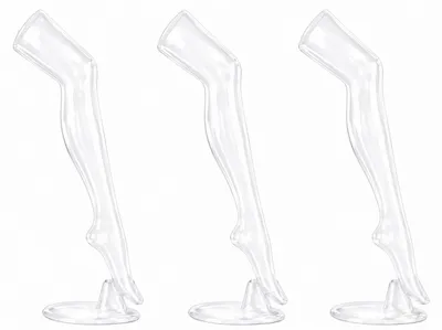 Zdjęcie produktu dla 3 sztuki nogawek do prezentacji pończoch i skarpetek, stojak na pończochy, ozdobna nogawka damska 74 cm z podstawką, manekin - nogawka o realistycznym kształcie, przezroczysta nogawka do skarpetek