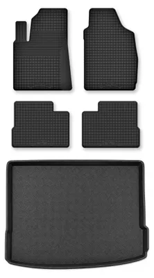 Produktbild von Gummimatten + Kofferraumwanne für Hyundai Kona II 2022- – Schwarz, Semi-Universal, angepasst – Wielganizator Semi-Universal