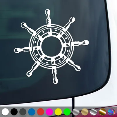 Produktbild von PantherPixel Steuerrad Aufkleber Meer Nordsee Ostsee Schiff Sticker Auto Geschenkidee Farbe Weiss
