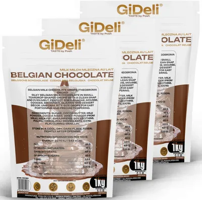 Produktbild von Belgische Schokolade 3kg Kuvertüre Kakao für Glasur und Desserts GiDeli
