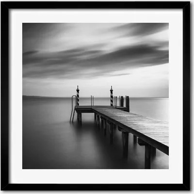 Produktbild von Bild - 50 cm x 50 cm - MDF - Rahmen, Wandkunst - Pier am See