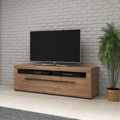 Produktbild von Masseno TV-Schrank TULLIA 160 cm Fernsehschrank mit 2 Schubladen TV-Lowboard für Wohnzimmer Modern 160x50x52 cm Eichefarben / Eichefarben