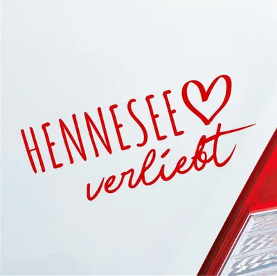 Produktbild von Auto Aufkleber Hennesee verliebt Herz See Sea Liebe Car 19x8 cm Rot Sticker Heckscheibenaufkleber