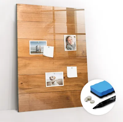 Produktbild von Magnetpinnwand Memoboard - Zubehörsatz - Schwarzer Marker + Schwamm + Magnete - 70 x 100 cm - Holzplatten
