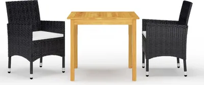 Produktbild von The Living Store 3-tlg. Garten-Essgruppe Schwarz