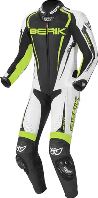 Image de Combinaison cuir moto 1 pièce Berik Race-X, noir/blanc/jaune, 54