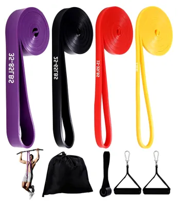 Produktbild von Widerstandsband-Set mit Türanker, Griff und Tragetasche für Fitness, Stretching, Yoga, Krafttraining und Pilates