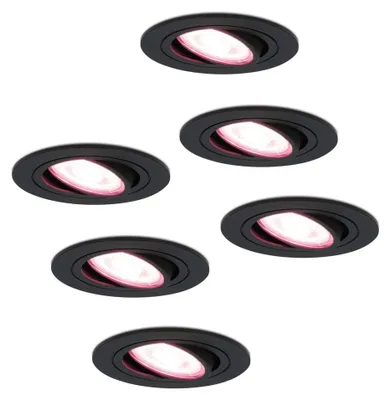 Produktbild von hoftronicsmart LED Einbaustrahler 6x 5,5W RGBWW GU10 Schwarz IP20 Schwenkbar