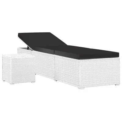Produktbild von vidaXL Sonnenliege mit Auflage und Teetisch Poly Rattan Weiß