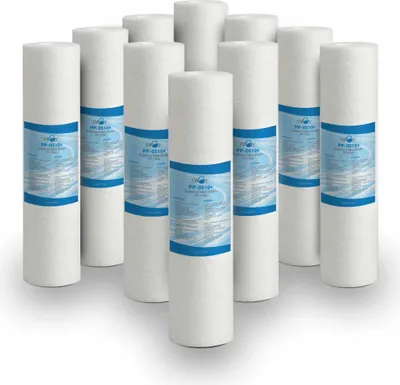 Produktbild von Bellerofonte Sedimentfilter Wasserfilter schmelzgeblasene Filter 10 Zoll 5 Mikron in Polypropylen. Entfernt Sand, Rostpartikel und schwebende Verunreinigungen bis zu 5 Mikron, 10 Stücke