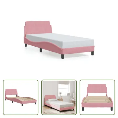 Produktbild von The Living Store Bettgestell mit Kopfteil Rosa 80x200 cm Samt