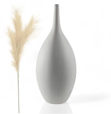 Produktbild von Vase Weiß 47.0 cm – Dekovase aus Keramik – Blumenvase für Wohnzimmer, Schlafzimmer und Büro
