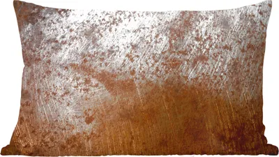 Produktbild von MuchoWow® Zierkissen Sofakissen Wohnzimmer Dekokissen 60x40 cm Rost - Silber - Metall - Kopfkissen - Polster mit Foto