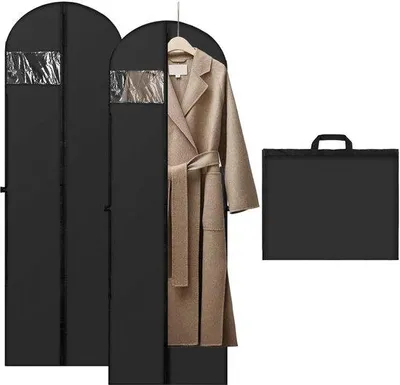 Image de Housses à vêtements longues 60 x 180 cm, transparentes, à rabat, avec fermeture à glissière