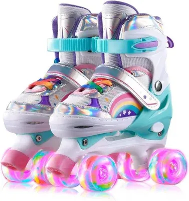 Produktbild von Famanu Inlineskates für Kinder mit leuchtenden Rädern - Bequeme rosa Rollschuhe