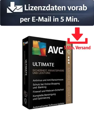 Produktbild von AVG Ultimate (1 PC - 1 Jahr) ESD Antivirus Sicherheit 5 Min. Versand als Download per Mail
