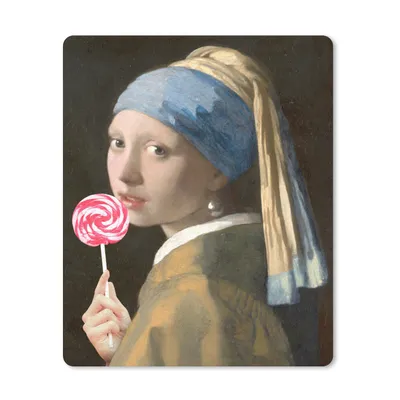 Produktbild von MuchoWow® Mauspad Mousepad Das Mädchen mit dem Perlenohrring - Vermeer - Lollipop 30x40 cm - Mousepads - Maus Mat - Pad - Mausunterlage - Mausmatten