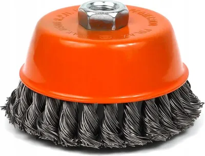 Zdjęcie produktu dla Szczotka druciana czołowa z gwintem do szlifierek 125mm drut pleciony M14