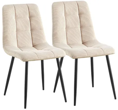 Produktbild von CLP 2er Set Esszimmerstühle Antibes Cordbezug gepolstert Rückenlehne bis 150 kg creme