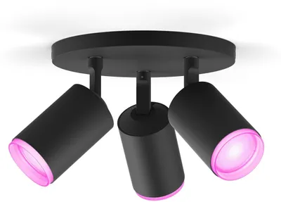 Produktbild von Philips Hue White and Color ambiance Fugato 3er-Spot, Bluetooth/Zigbee, Schwarz, LED, Metall, Multi, 2000 K