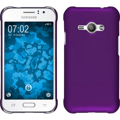 Produktbild von PhoneNatic Case kompatibel mit Samsung Galaxy J1 ACE - Hülle lila gummiert Hard-case + 2 Schutzfolien