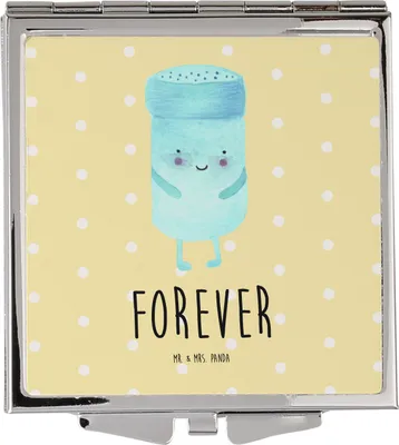 Produktbild von Mr. & Mrs. Panda Schminkspiegel Beste Freunde Salz - Gelb Pastell - Geschenk, Lustige Sprüche, Fehlende Keywords, Kosmetikspiegel, Kleiner Spiegel, Taschenspiegel, klein