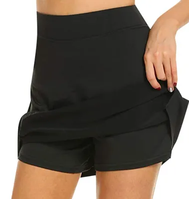 Produktbild von FDEETY Tennis Skort Damen Activewear Hosenrock mit Innenshorts Taschen Athletisc