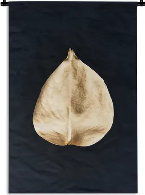Produktbild von MuchoWow® Wandteppich Wandbehang Blatt - Gold - Schwarz 90x135 cm Tapisserie Dekoration Wandtuch - Baumwolle - Wandskulptur